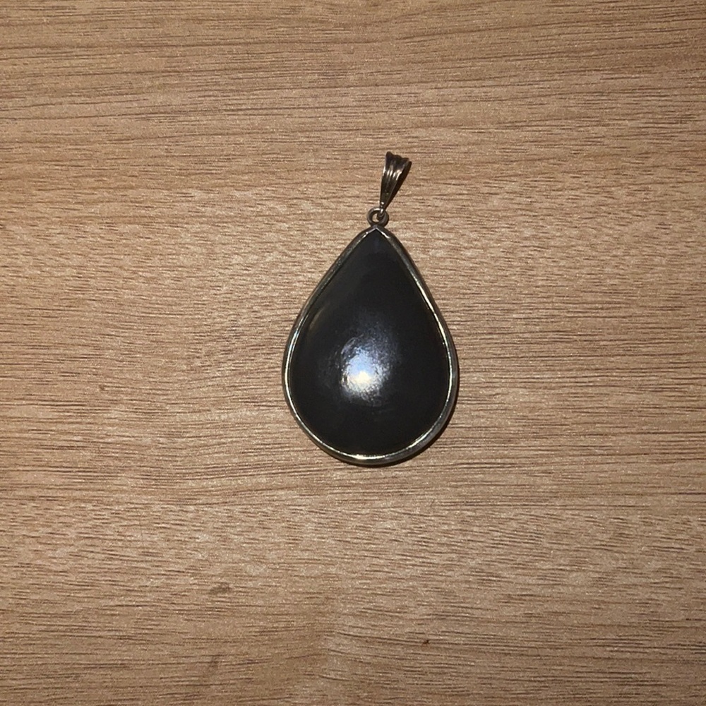 Sterling Silver Dark Gray Teardrop Pendant